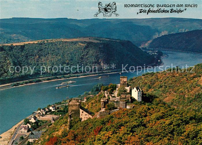 Kamp-Bornhofen Romantische Burgen am Rhein Die feindlichen Brueder Fliegeraufnah