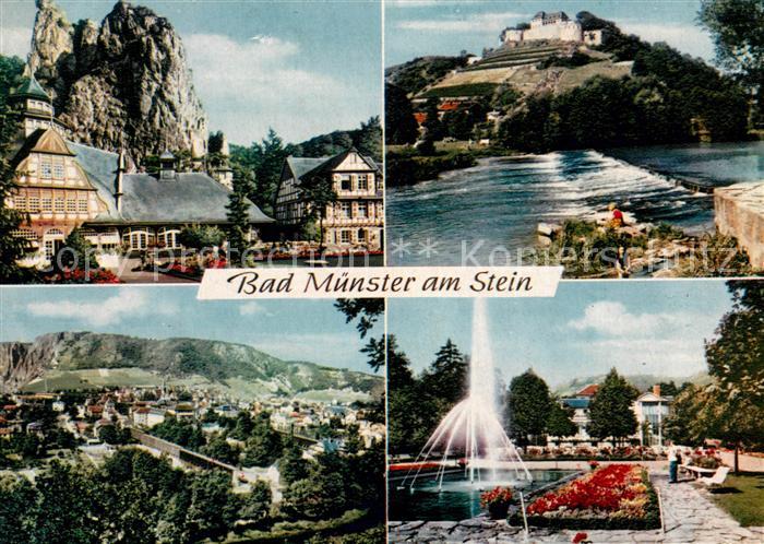 Bad Muenster Stein Ebernburg Ruine Rheingrafenstein Felsen Stadtpanorama Kurpark