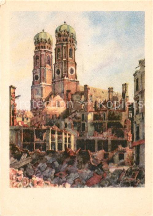 Muenchen Frauenkirche 15. Jhdt. Faerbergraben Kuenstlerkarte