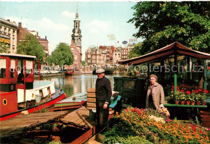 Amsterdam Niederlande Blumenmarkt beim historischen Singel Minzerturm