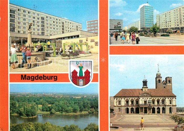 Magdeburg Eulenspiegelbrunnen Karl Marx Strasse Blick vom Aussichtsturm Kulturpa