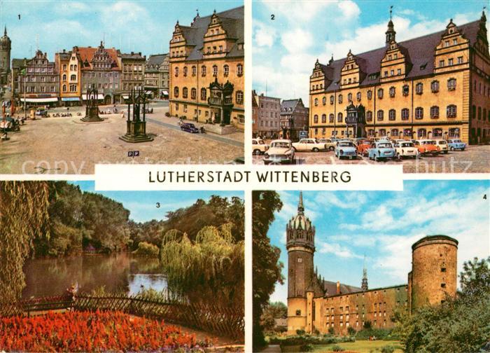 Wittenberg Lutherstadt Markt Rathaus Schwanenteich Schloss Schlosskirche