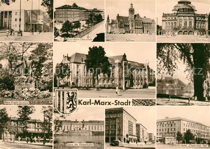 Karl-Marx-Stadt Stadtbad Hauptbahnhof Hotel Chemnitzer Hof Oberschule