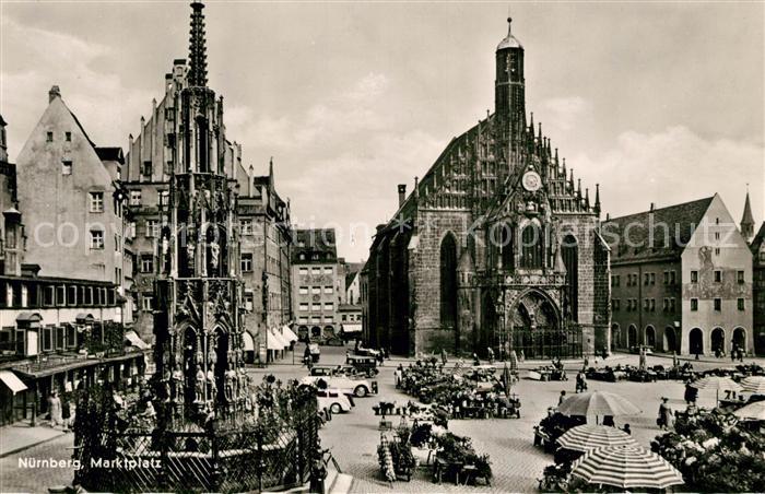 Nuernberg Marktplatz Schoener Brunnen Frauenkirche