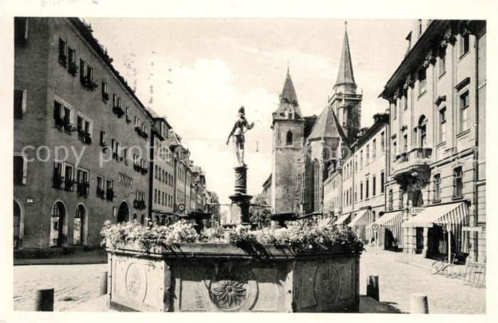 Ansbach Mittelfranken Markgraf Georg Brunnen und St Johanniskirche