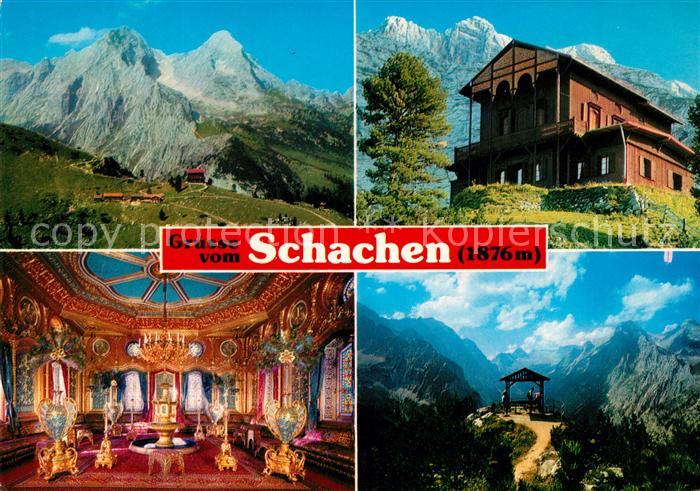 Schachen Garmisch Schachenhaeuser und Schachenschloss Innenraum Reintal Zugspitz