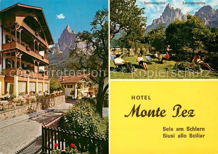 Seis Schlern Hotel Monte Pez mit Santner und Euringerspitze