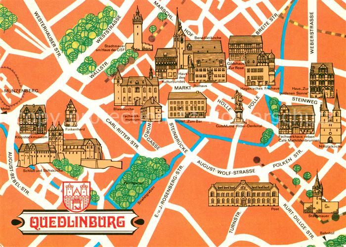 Quedlinburg Harz Stadtplan Illustration