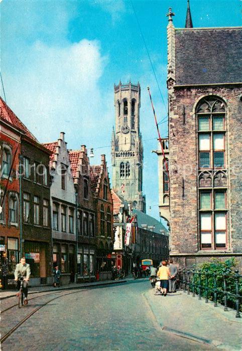 BRUGGE Bruges Belgie De Wollestraat met Belfort