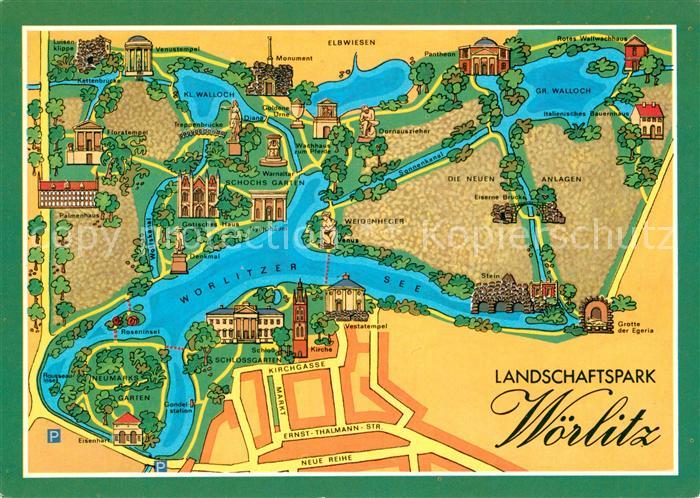 Woerlitz Landschaftspark Karte Illustration