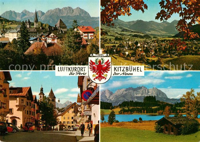 Kitzbuehel Tirol mit Wildem Kaiser Vorderstadt Ortspartie Schwarzsee