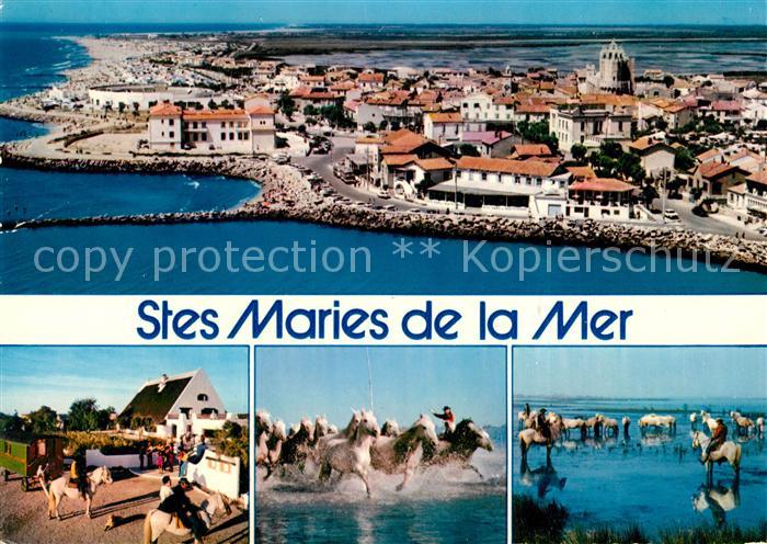 Les Saintes-Maries-de-la-Mer Fliegeraufnahme Reiten Pferdeherde