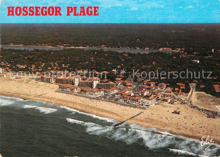 Hossegor Soorts Landes Vue generale aerienne de la Grande Plage au fond le Lac d