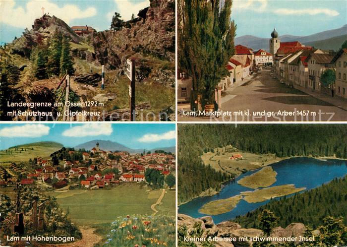 Bayerischer Wald Landesgrenze am Osser mit Schutzhaus Lam Marktplatz und Hohenbo