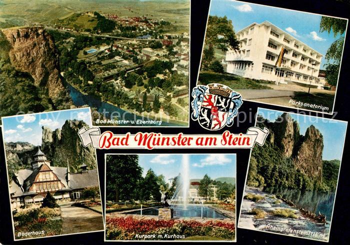Bad Muenster Stein Ebernburg Fliegeraufnahme Baederhaus Parksanatorium Kurpark K