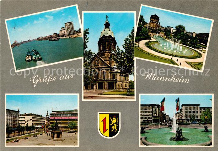 MANNHEIM BW Rhein Kirche Brunnen Marktplatz