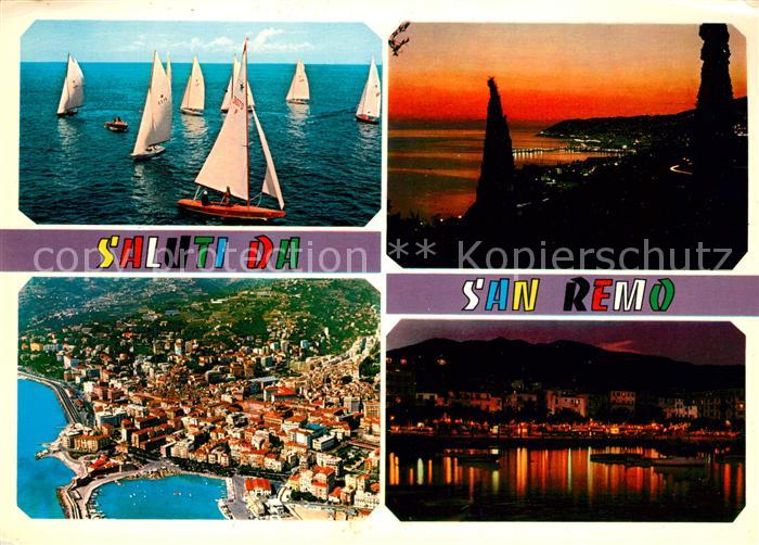 San Remo Vele sul mare Scorcio panoramico Veduta dall aereo Notturno dal mare
