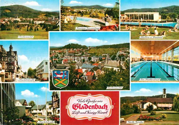 Gladenbach Hessen Teilansicht Kneipp Kuranlage Hallenbad Freibad Marktstrasse Ki