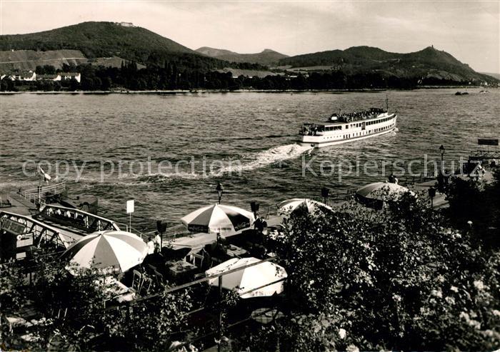 Bad Godesberg Dampferanlegestelle mit Blick auf Petersberg und Drachenfels