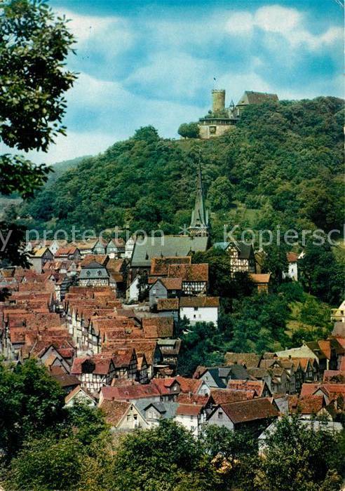 Gladenbach Lahn Hessen Altstadt mit Kirche Blick zum Schlossberg