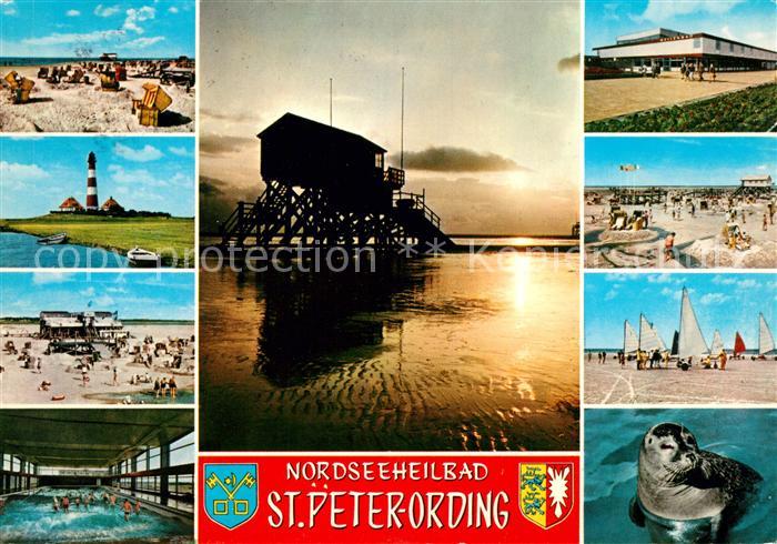 St Peter-Ording Strand Leuchtturm Wellenbad Abendstimmung am Meer Seehund Strand