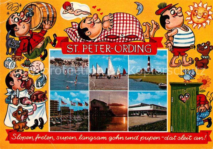 St Peter-Ording Strand Promenade Strandsegler Leuchtturm Abendstimmung am Meer K