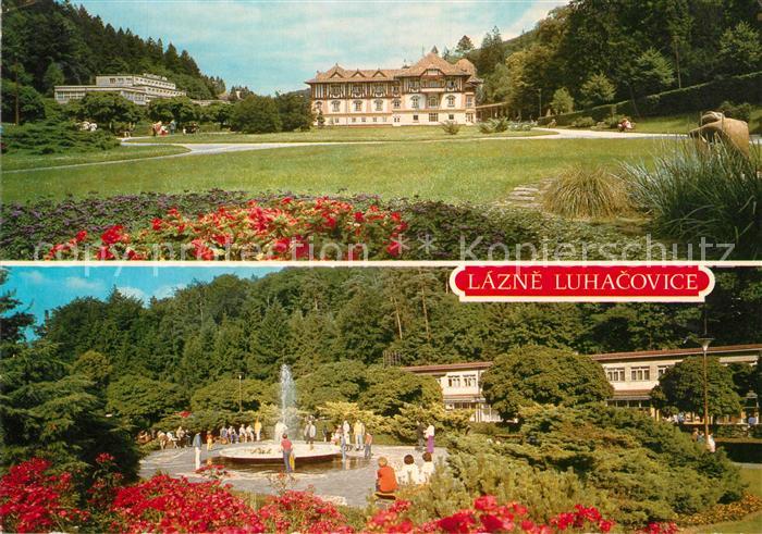 Luhacovice Spolecensky a Jukovicuv dum Lazensky park s Bruselskou fontanou