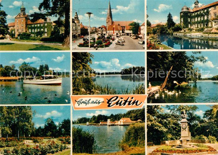 Eutin Teilansichten Kirche Eutiner See Dampfer Schwaene Park Denkmal Bueste Natu