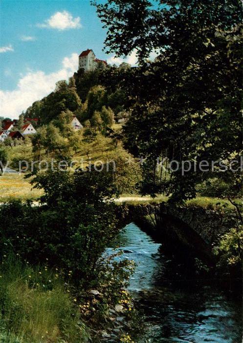 Egloffstein Partie am Bach Blick zum Schloss