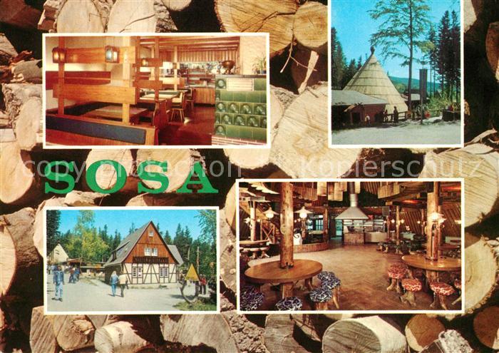 Sosa Erzgebirge Konsum Gaststaette Koehlerhuette und Meiler an Talsperre des Fri