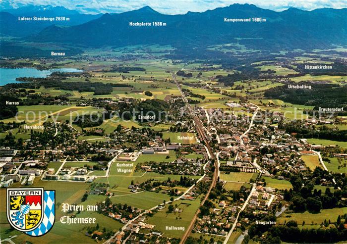 Prien Chiemsee Kneipp und Luftkurort Bayerische Alpen Fliegeraufnahme