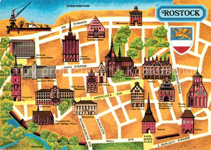 Rostock Stadtplan Innenstadt mit Sehenswuerdigkeiten