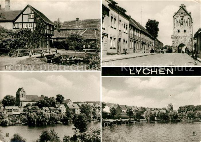 Lychen Malerwinkel Stargarder Tor Teilansicht Kirche Oberpfuhlsee