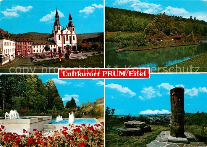 Pruem Eifel Benediktinerabtei Basilika Wasserspiele Partie am Wasser Denkmal