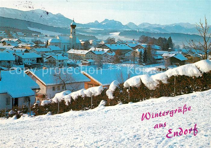 Endorf Chiemgau Winterpanorama Blick gegen Bayerische Alpen