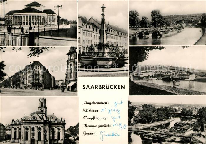SAARBRueCKEN Saarland Teilansichten Gebaeude Brunnen Saarbruecke Binnenschifffah