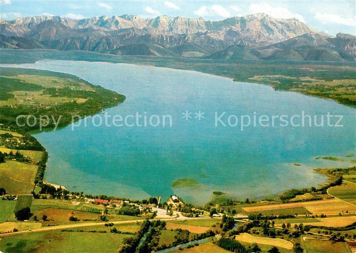 Ammersee Blick auf Karwendel und Wetterstein Hochgebirge Zugspitze Fliegeraufnah