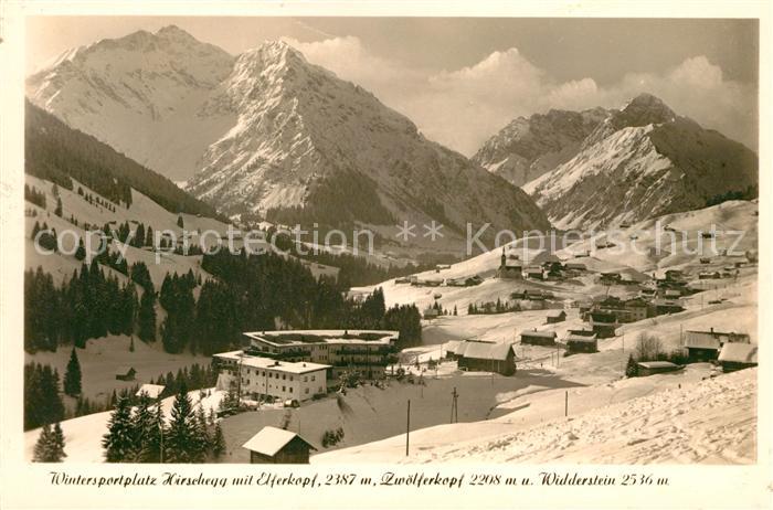 Hirschegg Kleinwalsertal Vorarlberg Panorama Wintersportplatz mit Elferkopf Zwoe