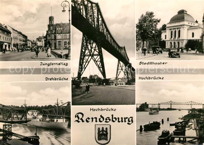Rendsburg Schleswig-Holstein Jungfernstieg Stadttheater Hochbruecke Drehbruecke