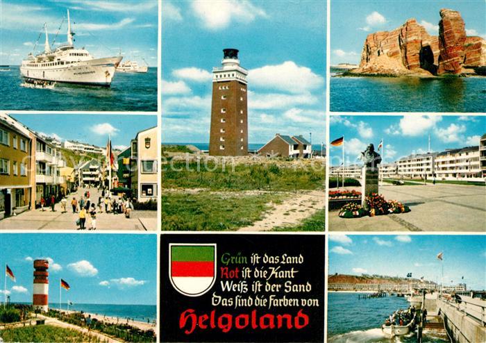 Insel Helgoland Faehre Ortsmotiv Denkmal Leuchtturm Hafen Steilkueste Felsen Lan