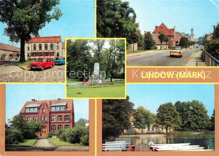 Lindow Mark Kulturhaus Polytechnische Oberschule Gedenkstein Teilansicht Kloster