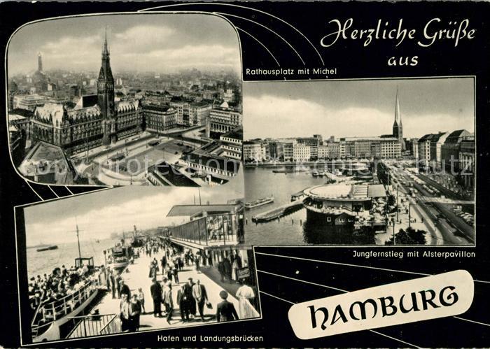 Hamburg Stadtpanorama Jungfernstieg Alsterpavillon Hafen Landungsbruecken