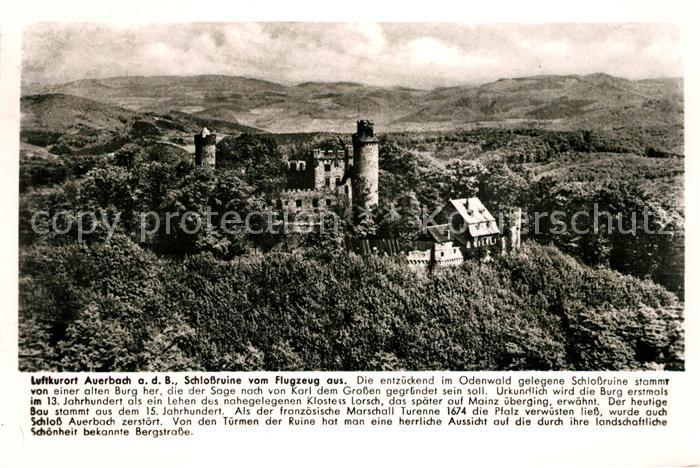 Auerbach Bergstrasse Fliegeraufnahme Schlossruine