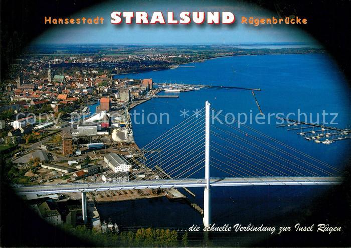 Stralsund Mecklenburg Vorpommern Fliegeraufnahme Ruegenbruecke