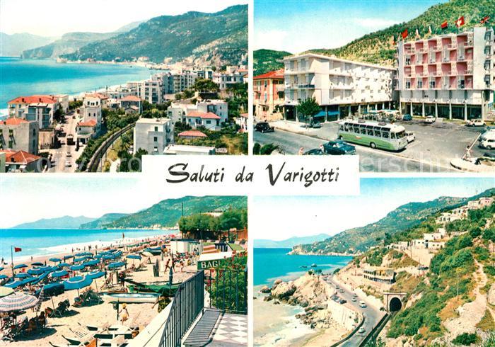 Varigotti Strand Eisenbahntunnel Stadtansicht