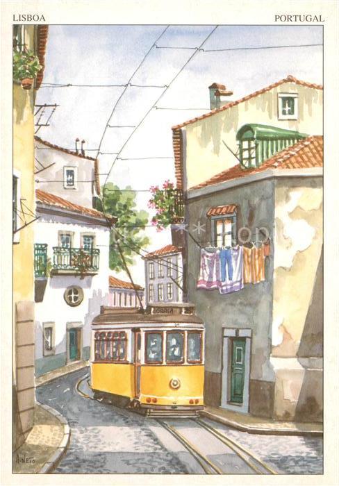 Lisboa Aguarelas Rua Tipica de Alfama Kuenstlerkarte