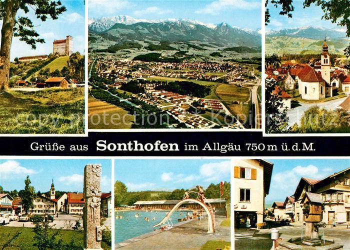 Sonthofen Oberallgaeu Panorama Kirche Schwimmbad Burg