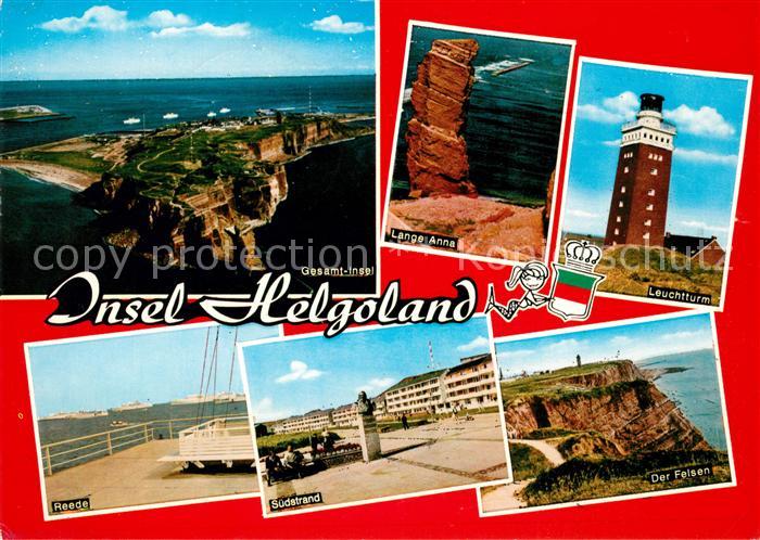 Insel Helgoland Reede Suedstrand Felsen Leuchtturm Lange Anna