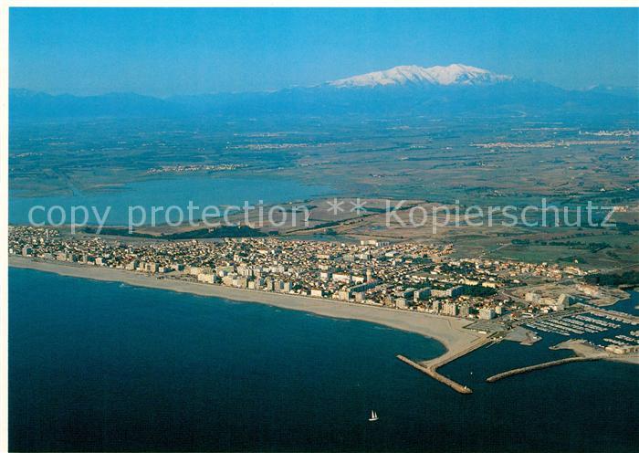 Canet Plage Fliegeraufnahme Strand Hafen Berge
