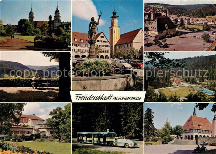 FREUDENSTADT BW Schwimmbad Brunnen Kirche Panorama Rathaus